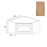 Liberty Shaker Karamel - 24 Inch Diagonal Corner Glass Door Wall Cabinet - 24" Width x 12" Height x 12" Depth