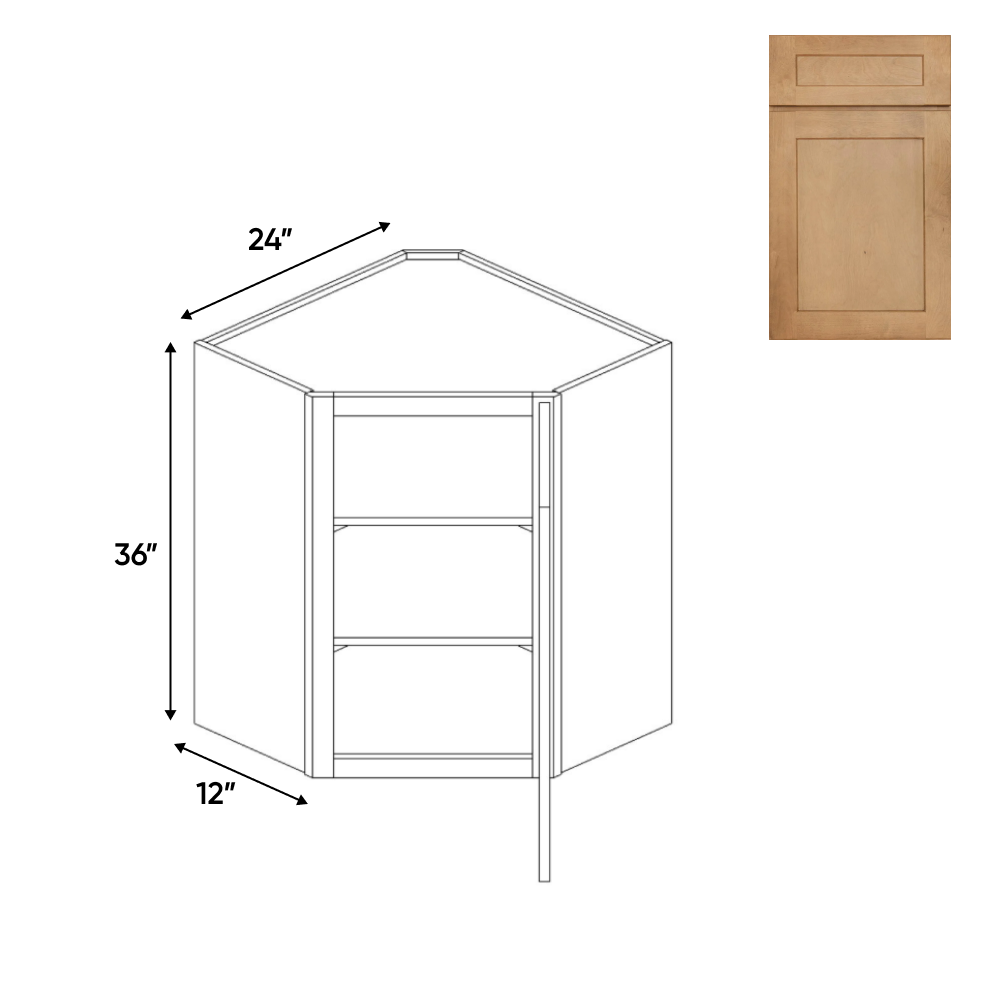 Liberty Shaker Karamel - 24 Inch Diagonal Corner Wall Cabinet - 24" Width x 36" Height x 12" Depth