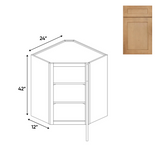 Liberty Shaker Karamel - 24 Inch Diagonal Corner Wall Cabinet - 24" Width x 42" Height x 12" Depth