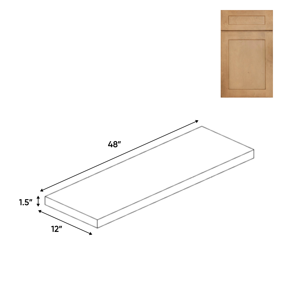 Liberty Shaker Karamel - 48 Inch Wall Shelf Accessories - 48" Width x 1.5" Height x 12" Depth