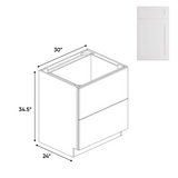 Liberty Shaker White - 30 Inch Double Drawer Base Cabinet - 30" Width x 34.5" Height x 24" Depth