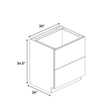 Liberty Shaker Rift - 30 Inch Double Drawer Base Cabinet - 30" Width x 34.5" Height x 24" Depth