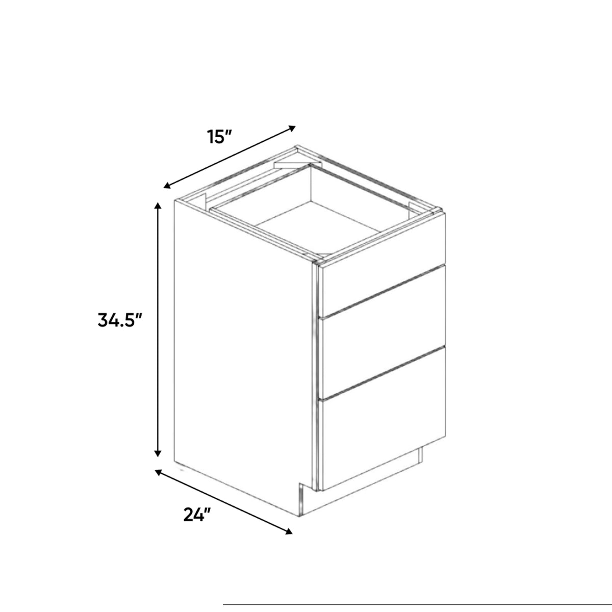 Sonoma White - 15 Inch Three Drawer Base Cabinet - 15" Width x 34.5" Height x 24" Depth