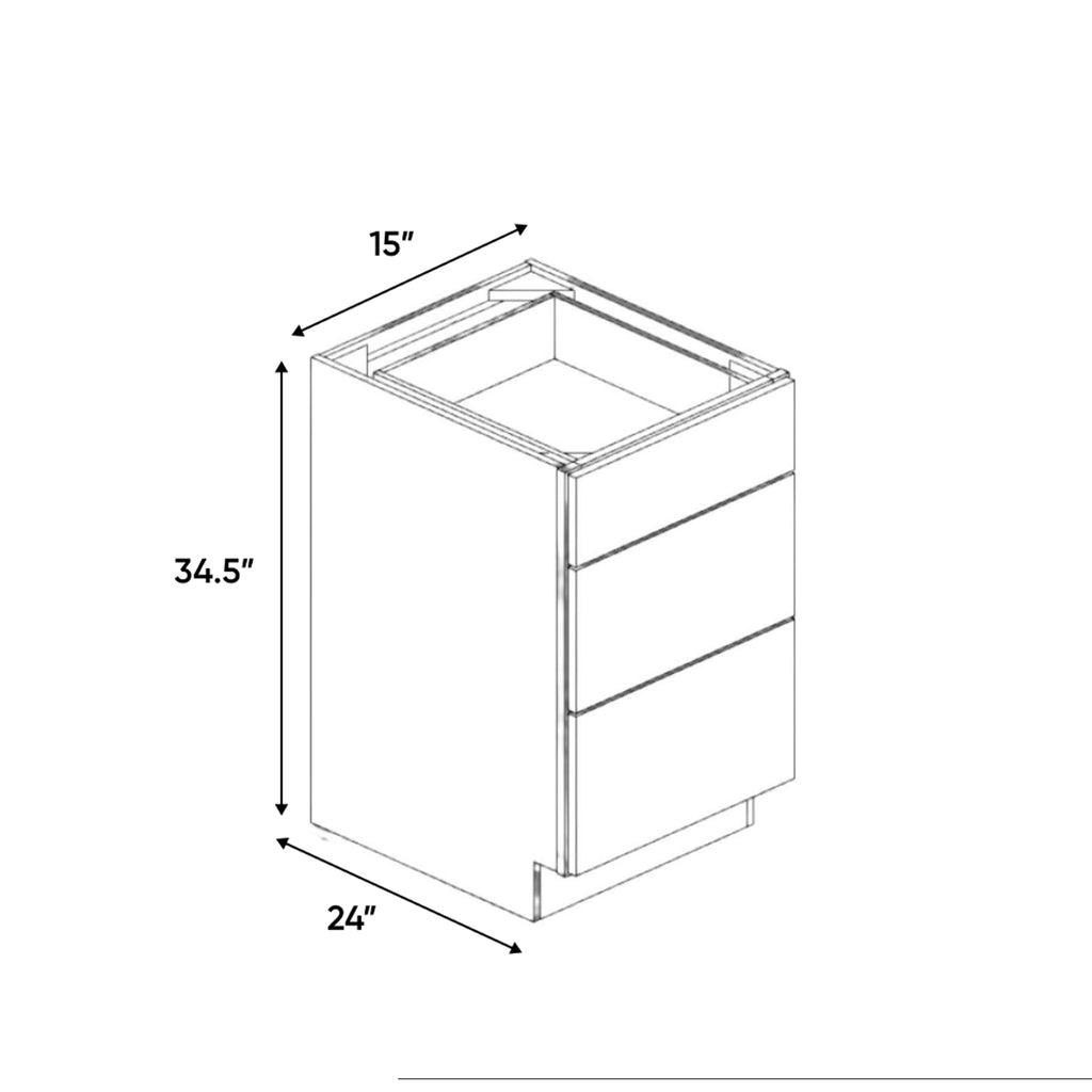 Liberty Shaker Espresso - 15 Inch Three Drawer Base Cabinet - 15