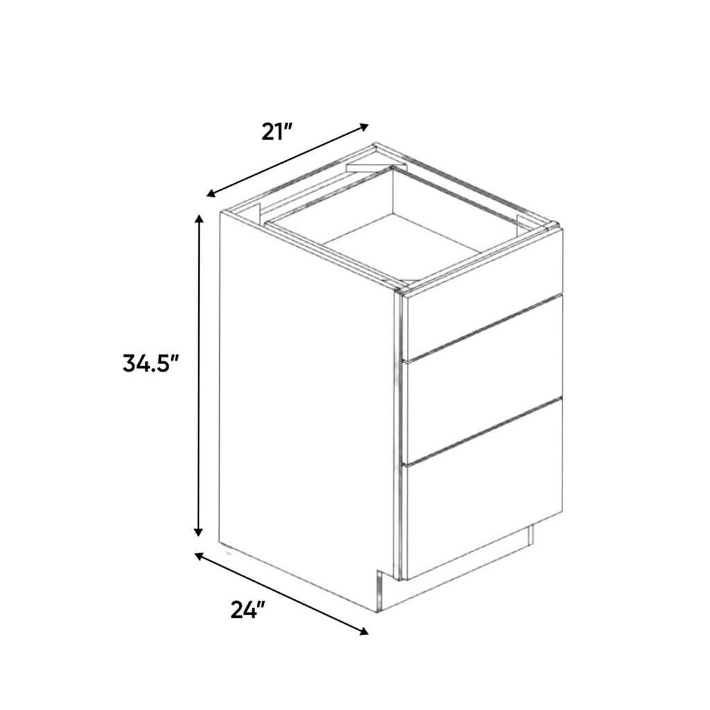 Liberty Shaker Espresso - 21 Inch Three Drawer Base Cabinet - 21
