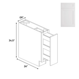 Liberty Shaker White - 9 Inch Spice Rack Base Cabinet - 09" Width x 34.5" Height x 24" Depth