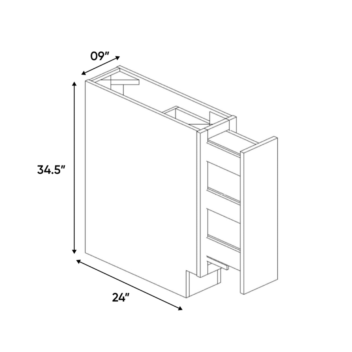 Belmont Grey - 9 Inch Spice Rack Base Cabinet - 09" Width x 34.5" Height x 24" Depth