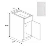 Liberty Shaker White - 12 Inch Single Door Base Cabinet - 12" Width x 34.5" Height x 24" Depth