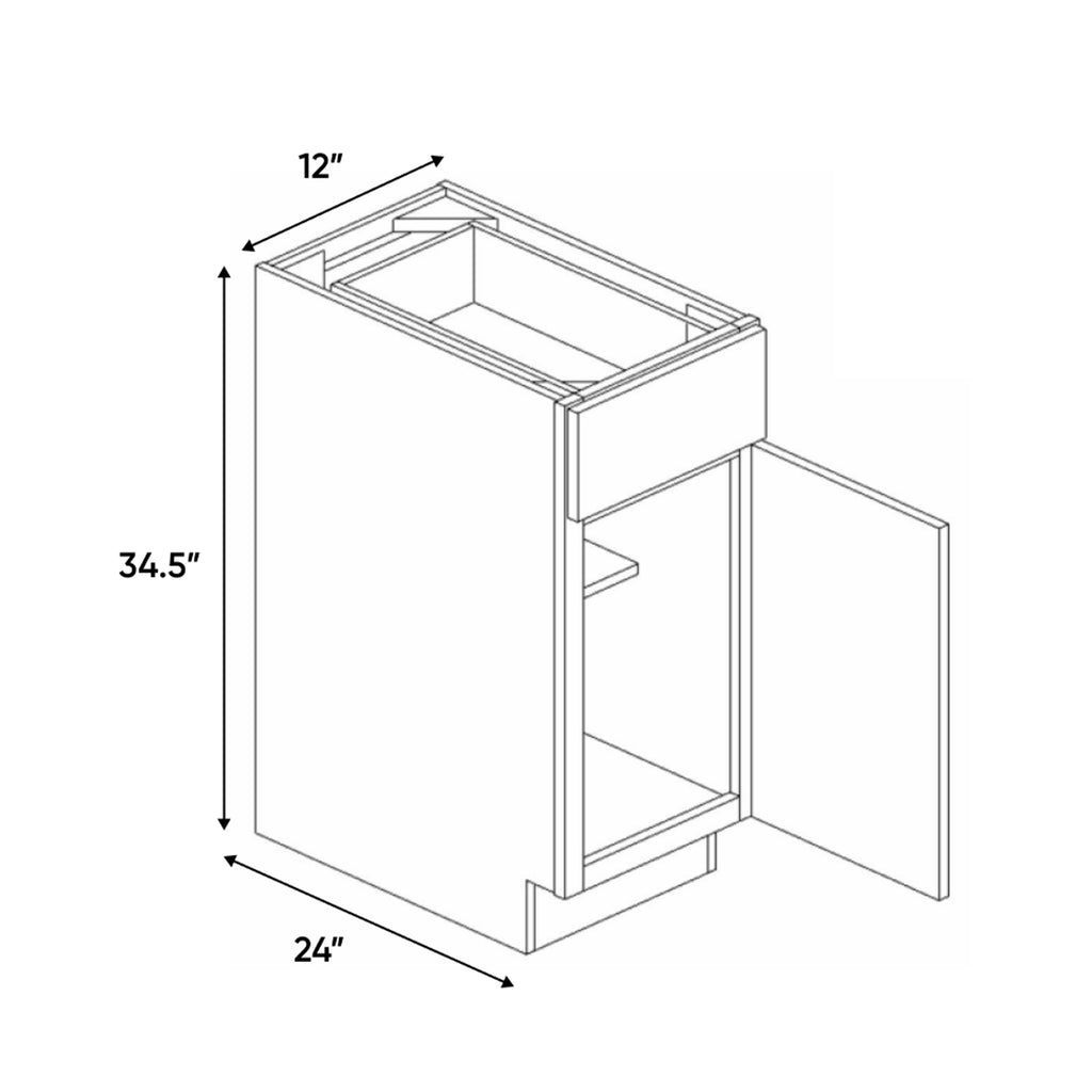 Liberty Shaker Rift - 12 Inch Full Height Single Door Base Cabinet - 12