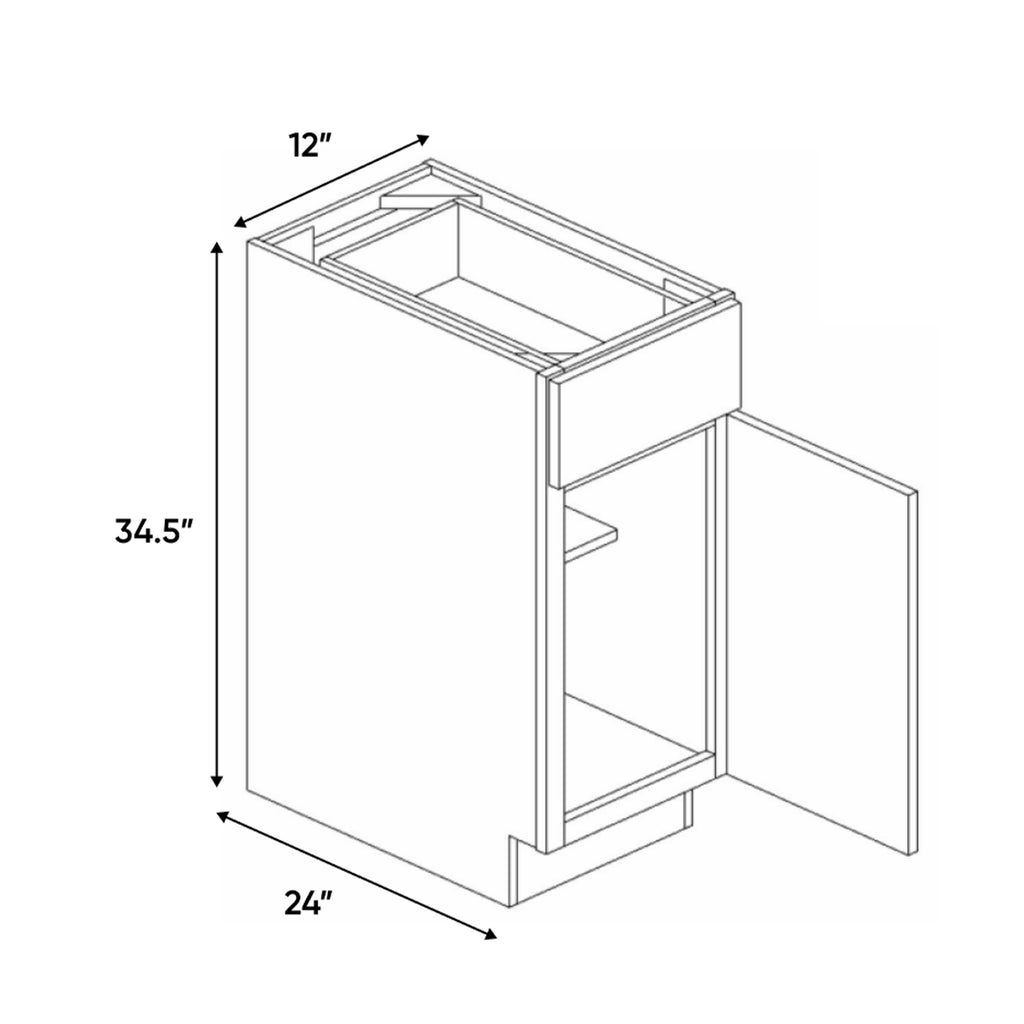 Avalon Ashen - 12 Inch Single Door Base Cabinet - 12