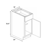 Atlas Blanco - 15 Inch Full Height Single Door Base Cabinet - 15" Width x 34.5" Height x 24" Depth