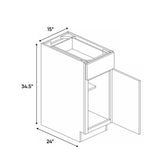 Liberty Shaker Rift - 15 Inch Single Door Base Cabinet - 15" Width x 34.5" Height x 24" Depth