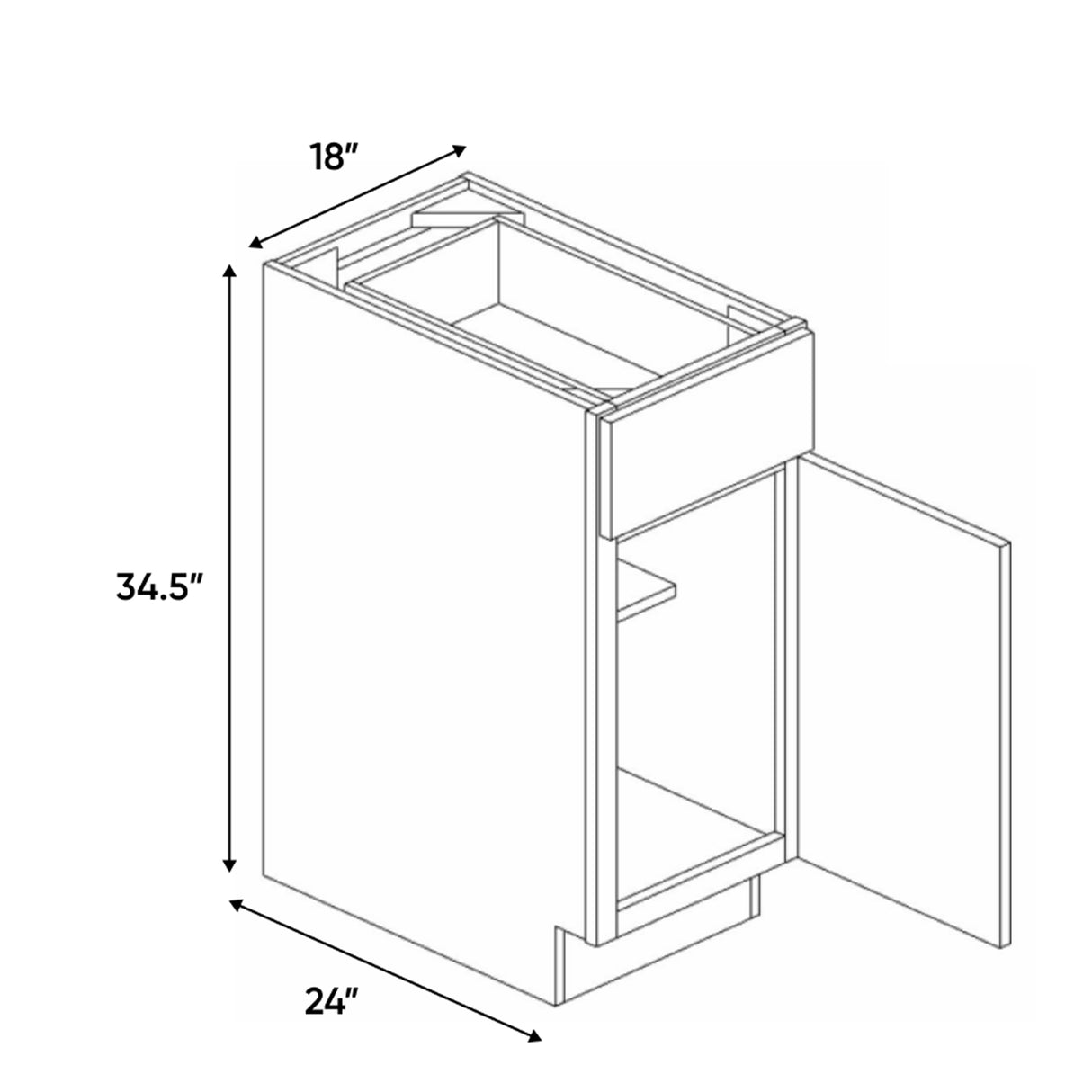 Arlington Oatmeal - 18 Inch Single Door Base Cabinet - 18" Width x 34.5" Height x 24" Depth