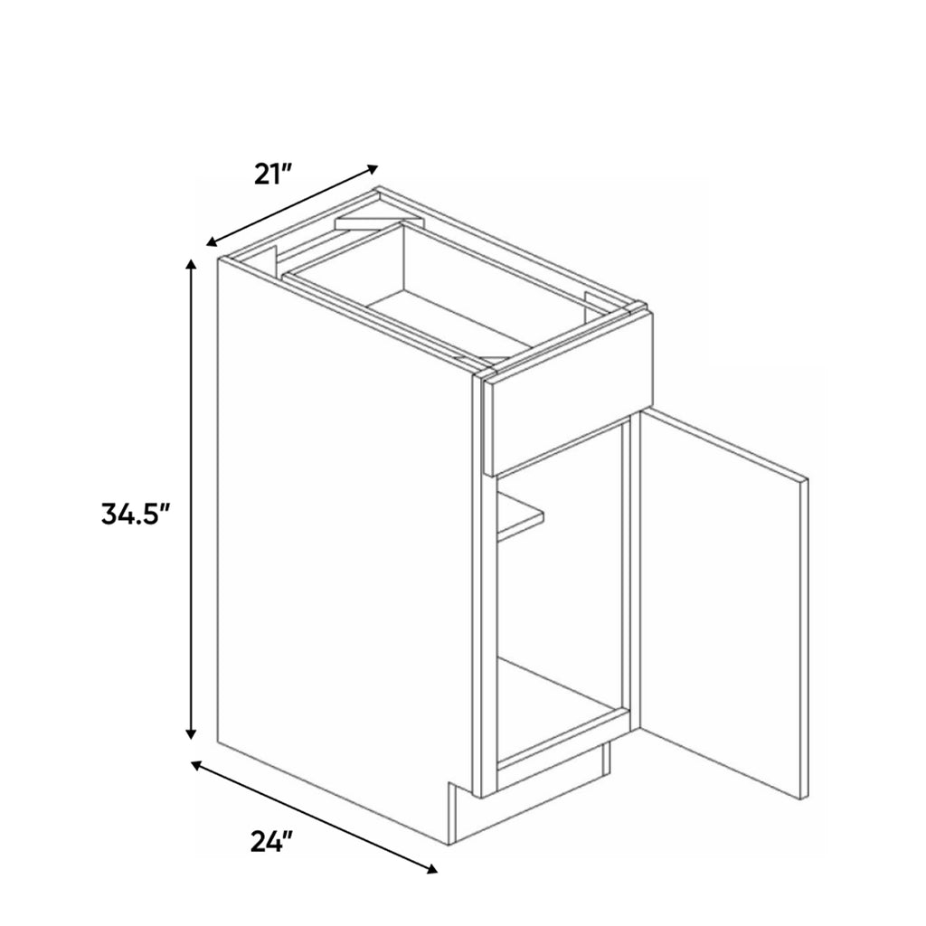 Avalon Ashen - 21 Inch Full Height Single Door Base Cabinet - 21