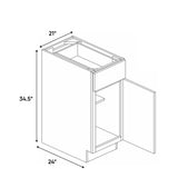 Liberty Shaker Espresso - 21 Inch Full Height Single Door Base Cabinet - 21" Width x 34.5" Height x 24" Depth