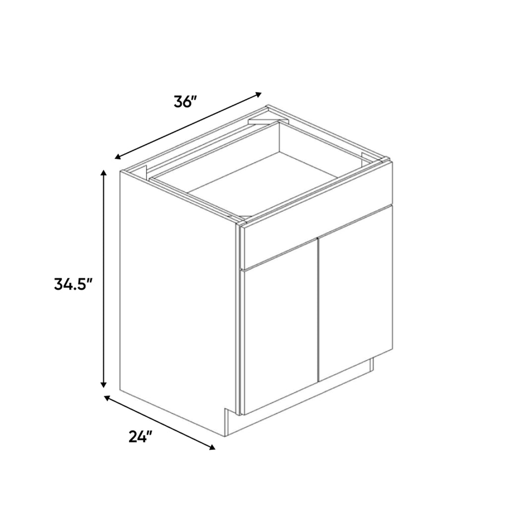 Avalon Ashen - 36 Inch Double Door Base Cabinet - 36