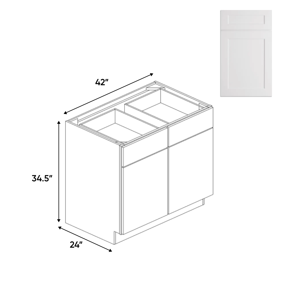 Liberty Shaker White - 42 Inch Double Door Base Cabinet - 42" Width x 34.5" Height x 24" Depth