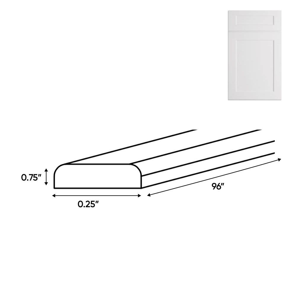 Liberty Shaker White - Batten Molding - 0.25 Inch Trims Accessories - .25" Width x .75" Height x 96" Depth