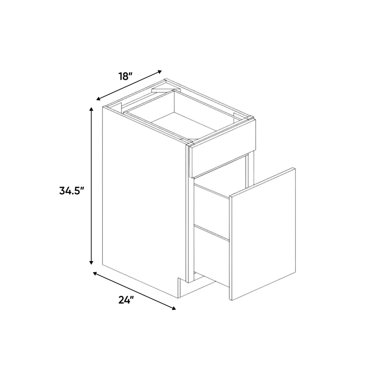 Windsor Ashen - 18 Inch Waste Basket Base Cabinet - 18" Width x 34.5" Height x 24" Depth
