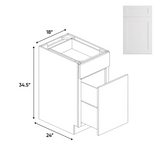 Liberty Shaker White - 18 Inch Waste Basket Base Cabinet - 18" Width x 34.5" Height x 24" Depth