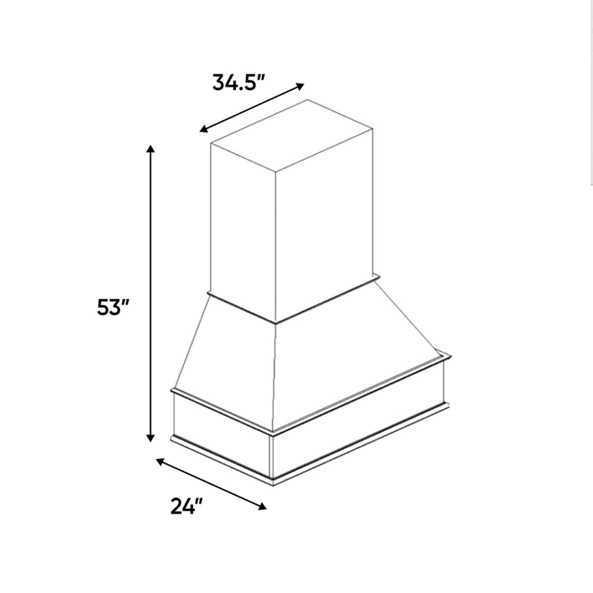 RTA - Portland Chestnut - Chimney Hood - 34.5"W x 53"H x 24"D - PC-CH36
