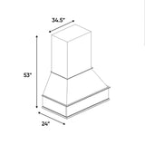 RTA - Portland Chestnut - Chimney Hood - 34.5"W x 53"H x 24"D - PC-CH36