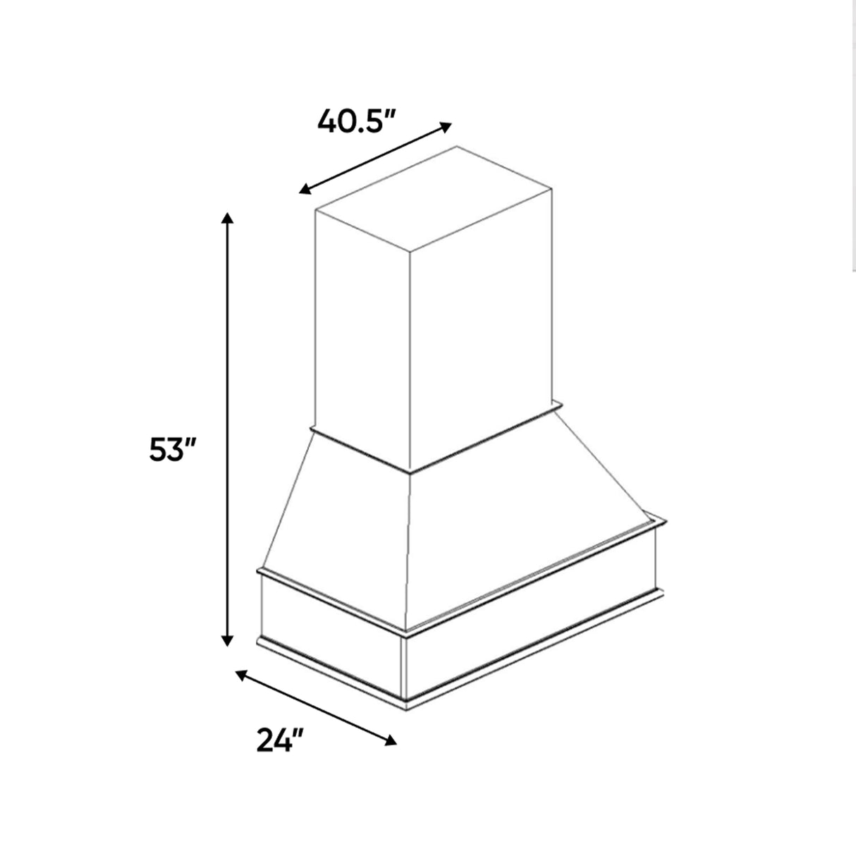 RTA - Liberty Shaker White - Chimney Hood - 40.5"W x 53"H x 24"D - LSW-CH42