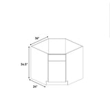 Avalon Ashen - 36 Inch Diagnonal Corner Sink Base Cabinet - 36" Width x 34.5" Height x 24" Depth