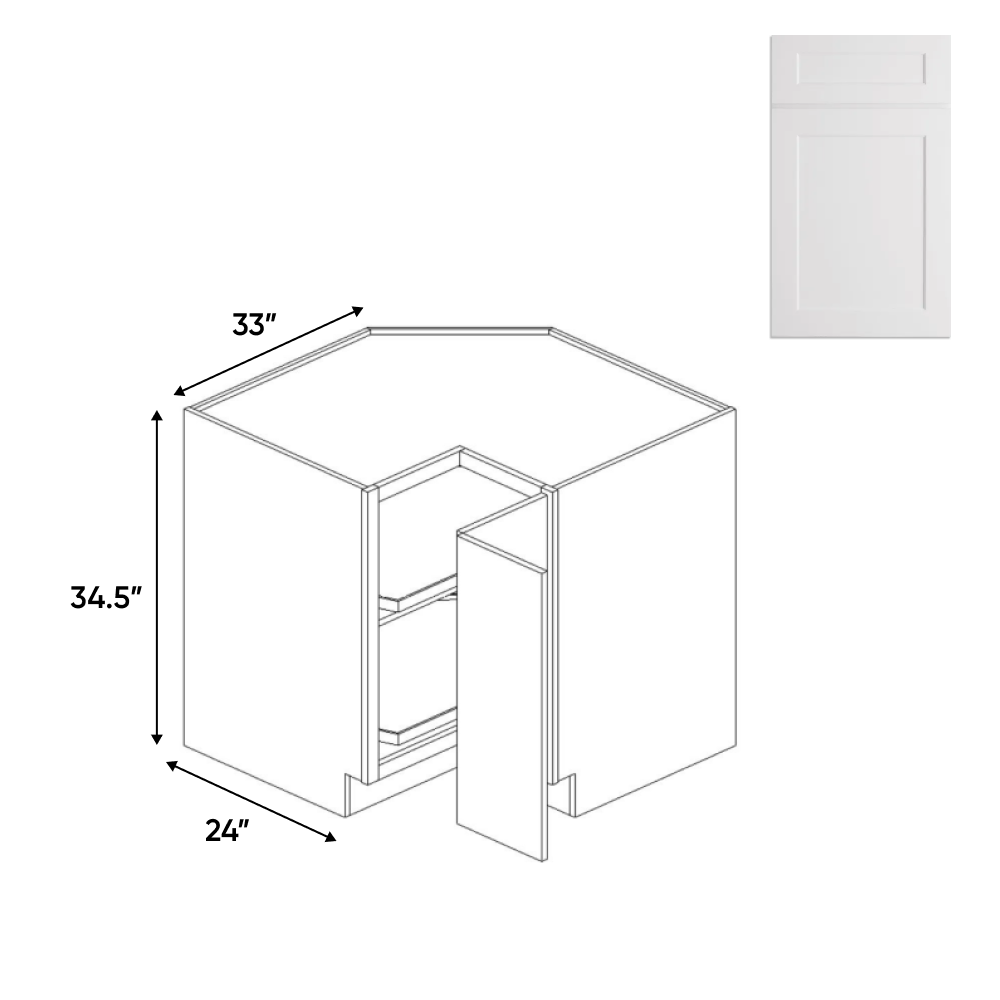 Liberty Shaker White - 33 Inch Lazy Susan Base Cabinet - 33" Width x 34.5" Height x 24" Depth