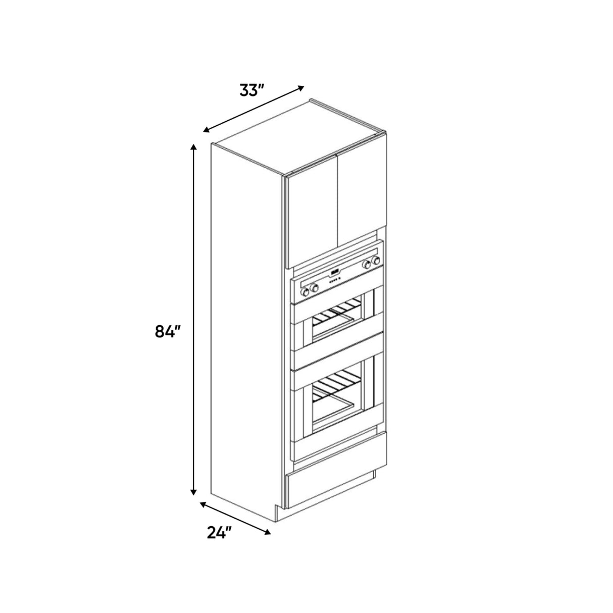 Windsor Ashen - 33 Inch Double Oven Tall Cabinet - 33" Width x 84" Height x 24" Depth