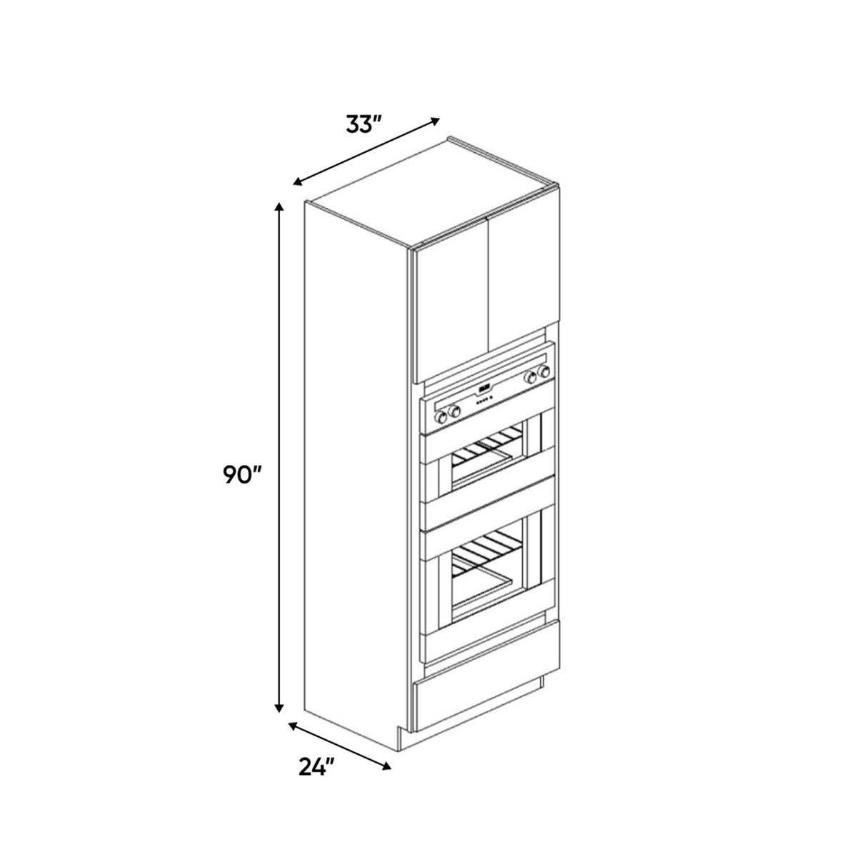 Atlas Blanco - 33 Inch Double Oven Tall Cabinet - 33" Width x 90" Height x 24" Depth