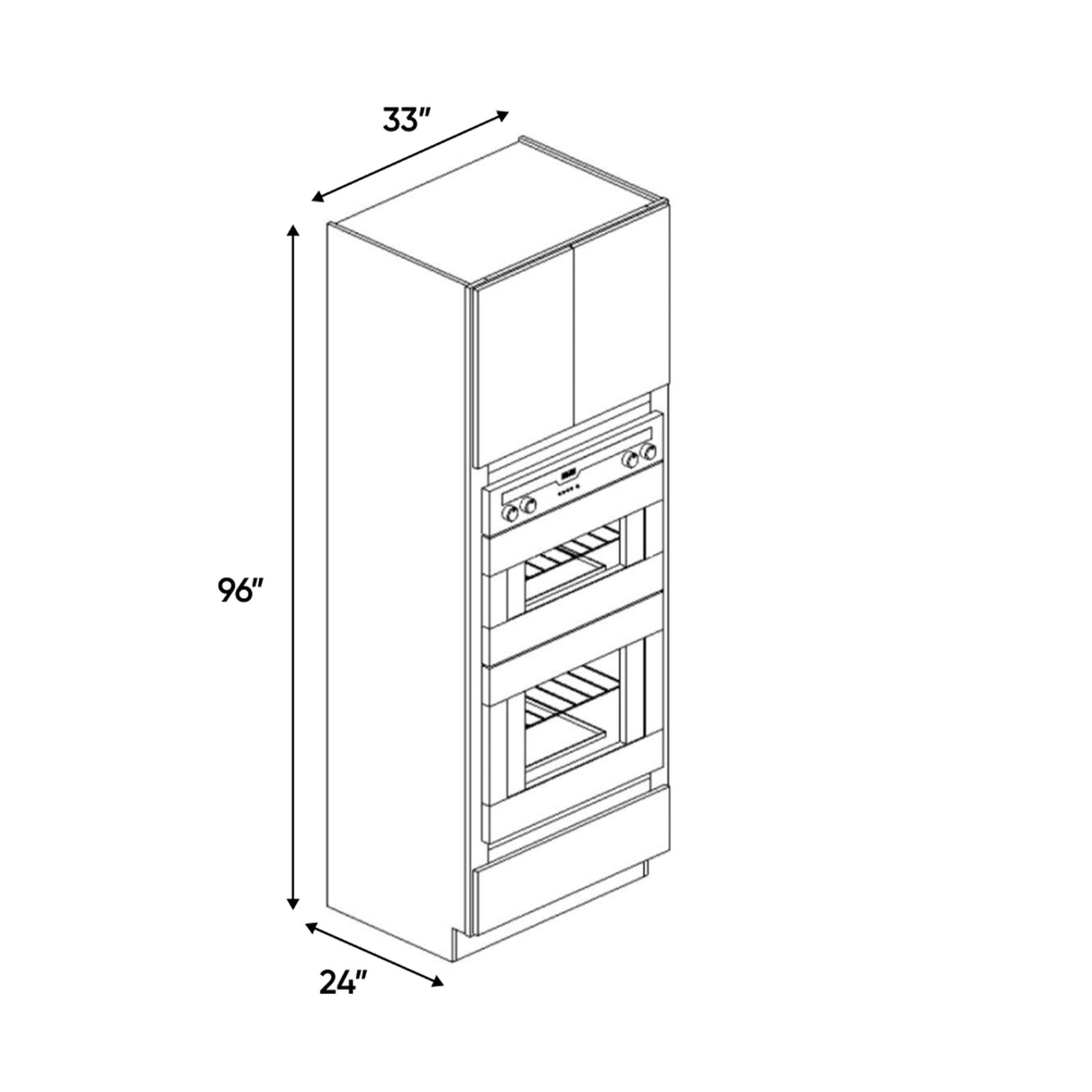 Windsor Ashen - 33 Inch Double Oven Tall Cabinet - 33" Width x 96" Height x 24" Depth