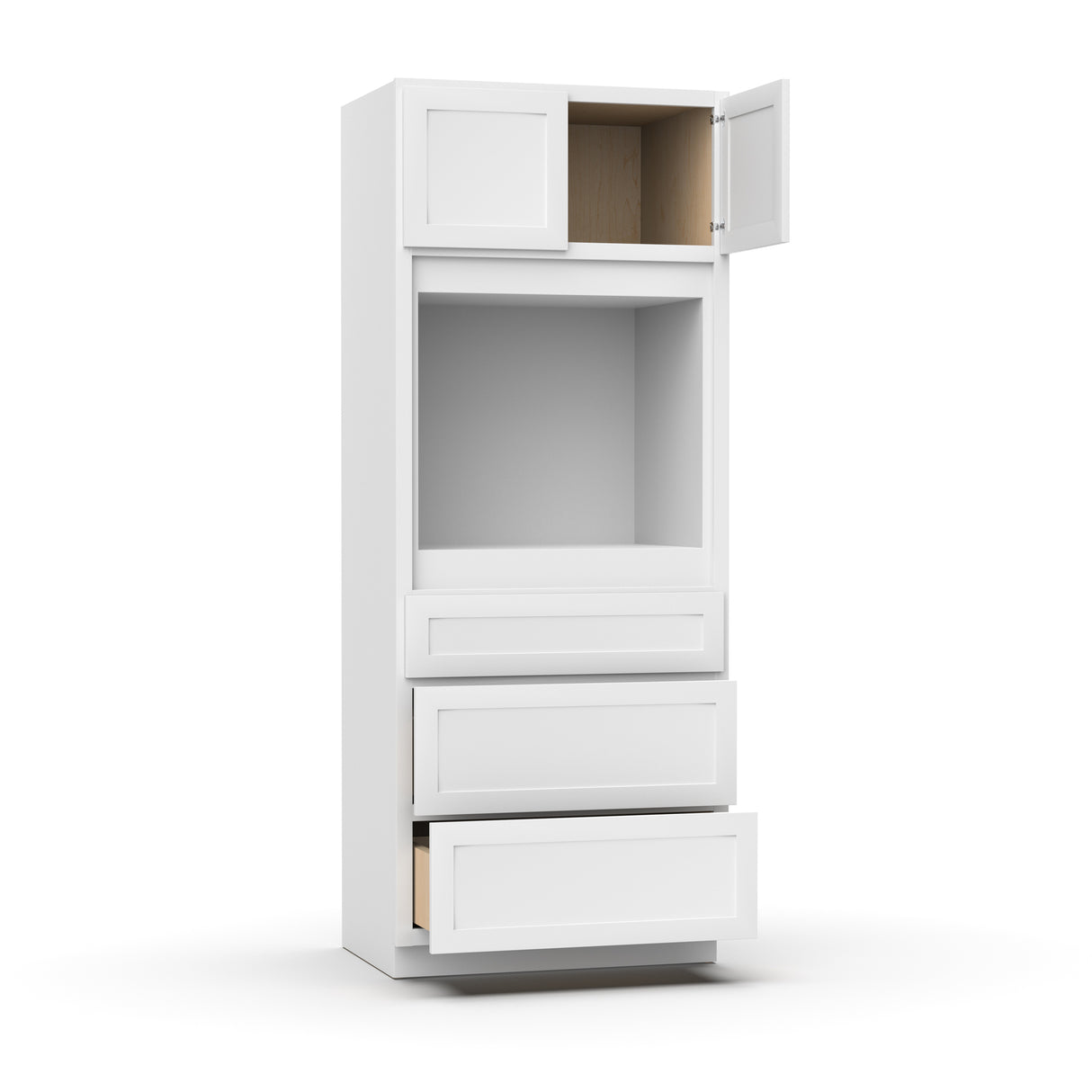 Liberty Shaker White - 33x84 Inch Single Oven Tall Cabinet - 33" Width x 84" Height x 24" Depth