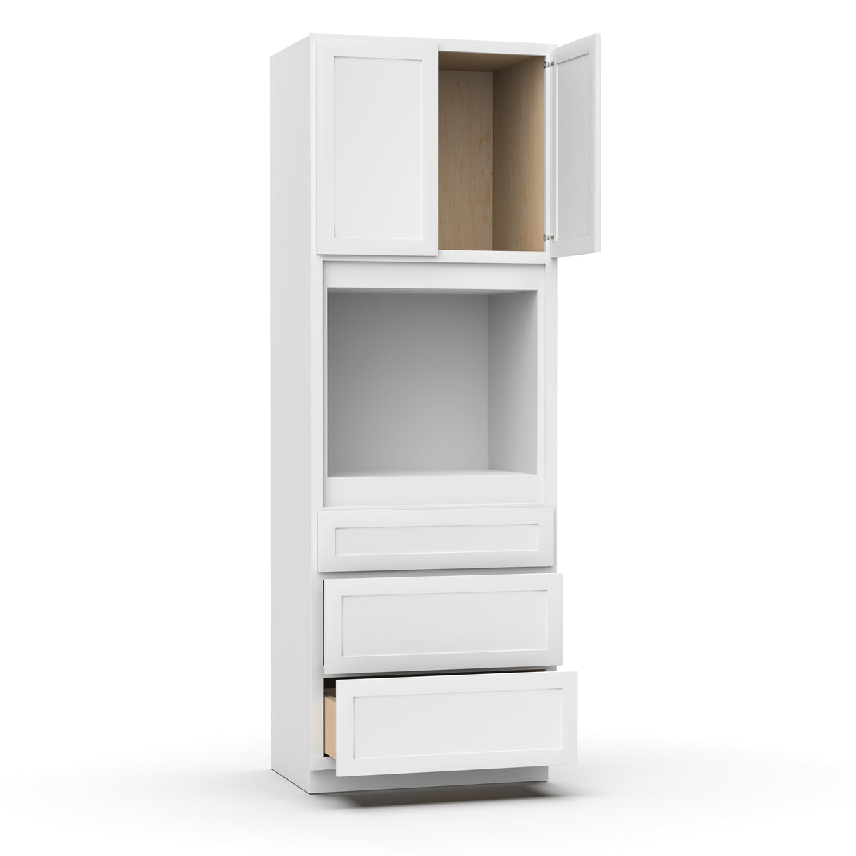 Liberty Shaker White - 33x96 Inch Single Oven Tall Cabinet - 33" Width x 96" Height x 24" Depth