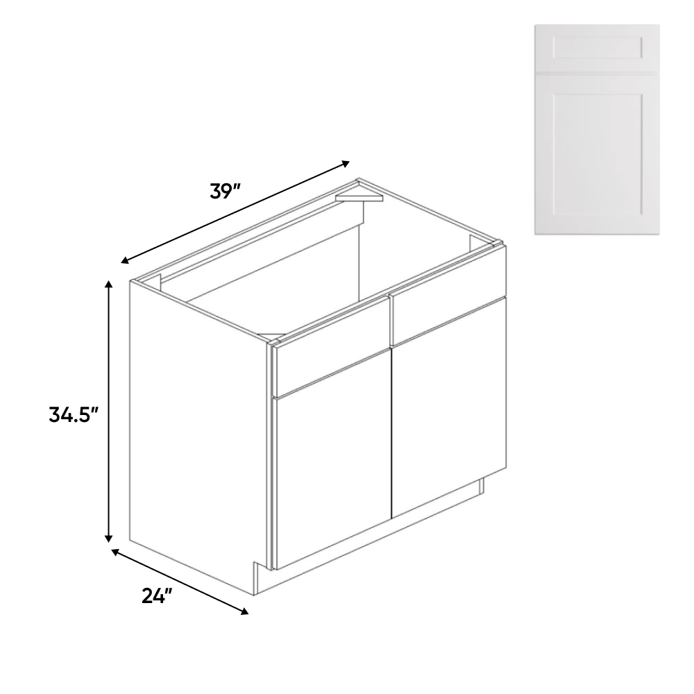 Liberty Shaker White - 39 Inch Sink Base Cabinet - 39" Width x 34.5" Height x 24" Depth