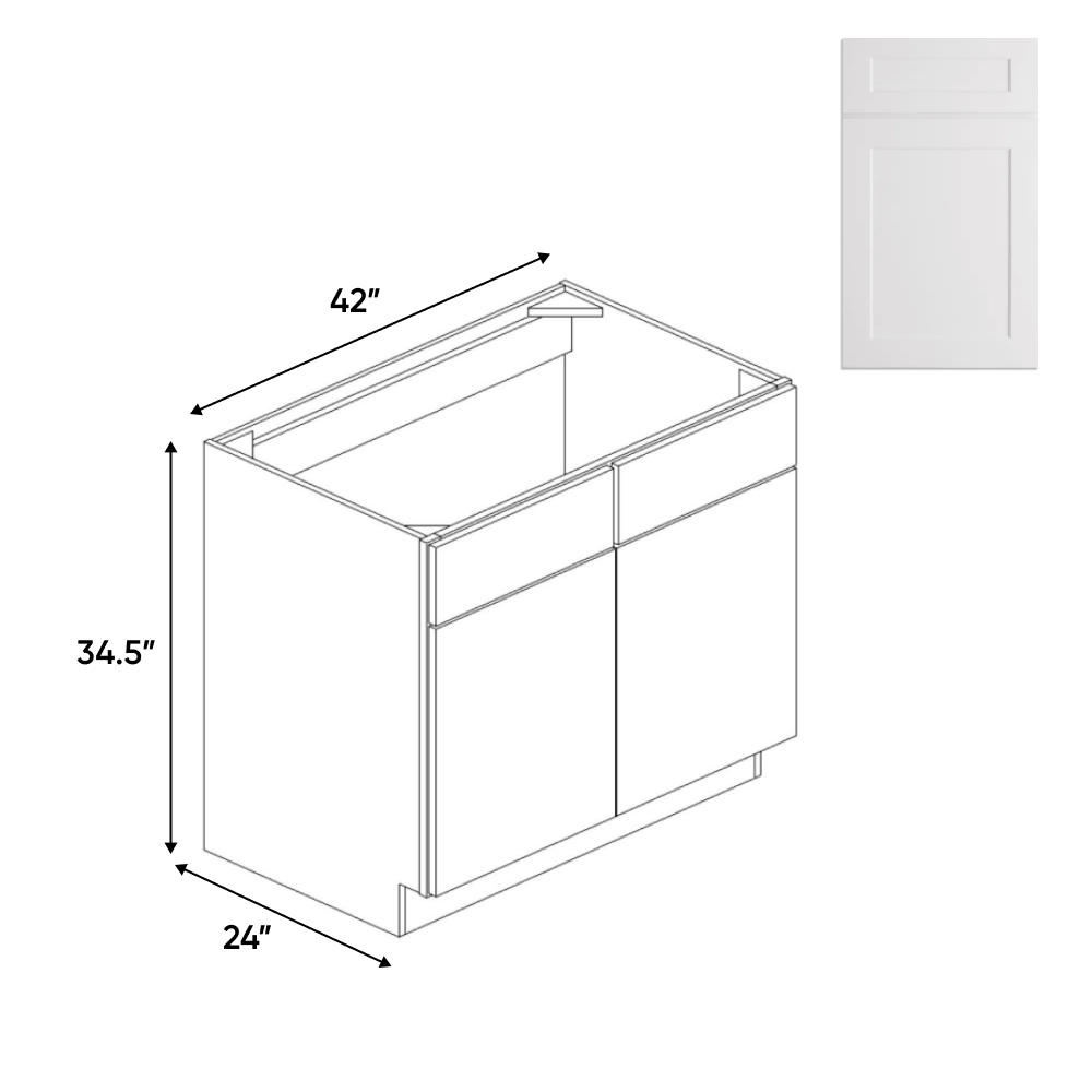 Liberty Shaker White - 42 Inch Sink Base Cabinet - 42" Width x 34.5" Height x 24" Depth