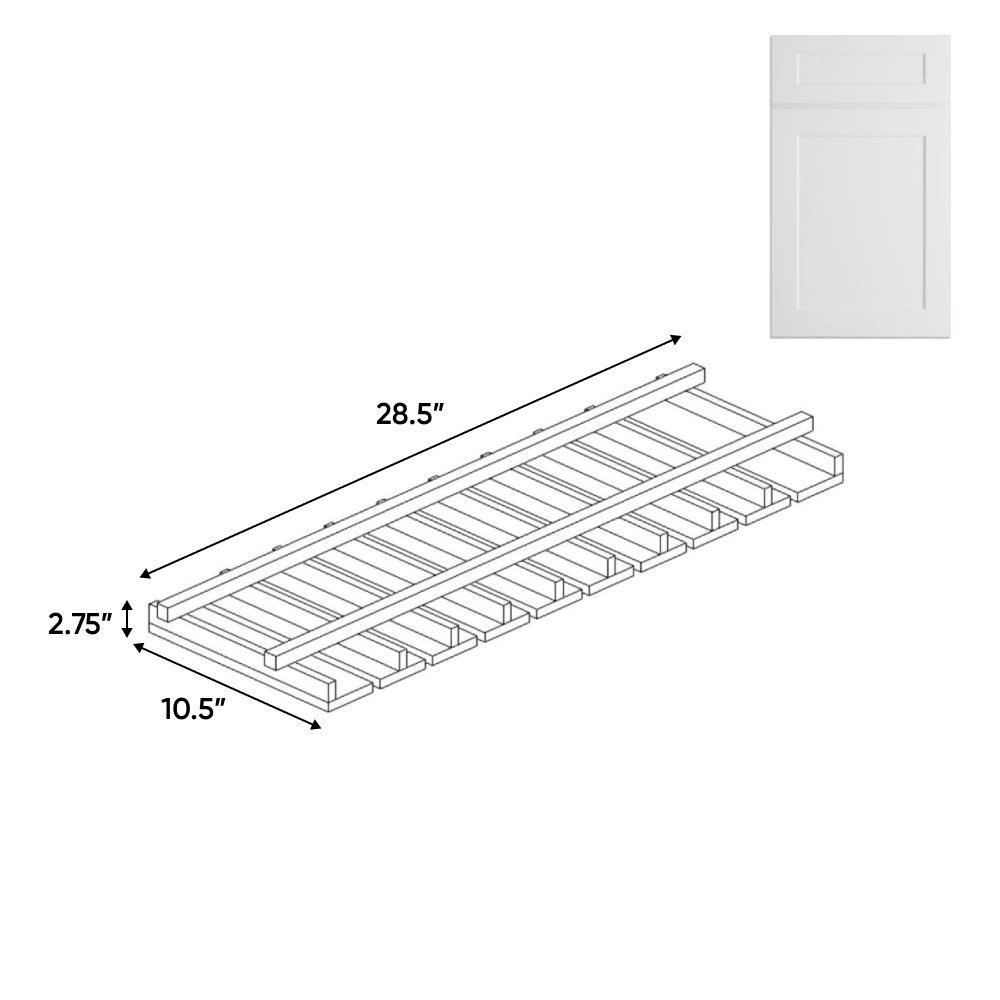 Liberty Shaker White - 28.5 Inch Stem Glass Holder Wall Cabinet - 28.5" Width x 2.75" Height x 10.5" Depth