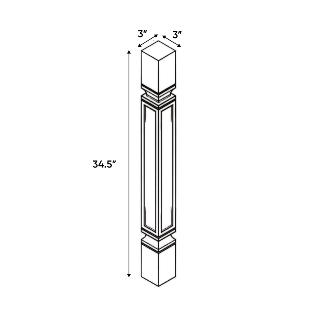 Windsor Ashen - 3 Inch Structural Accessories - 3" Width x 34.5" Height x 3" Depth