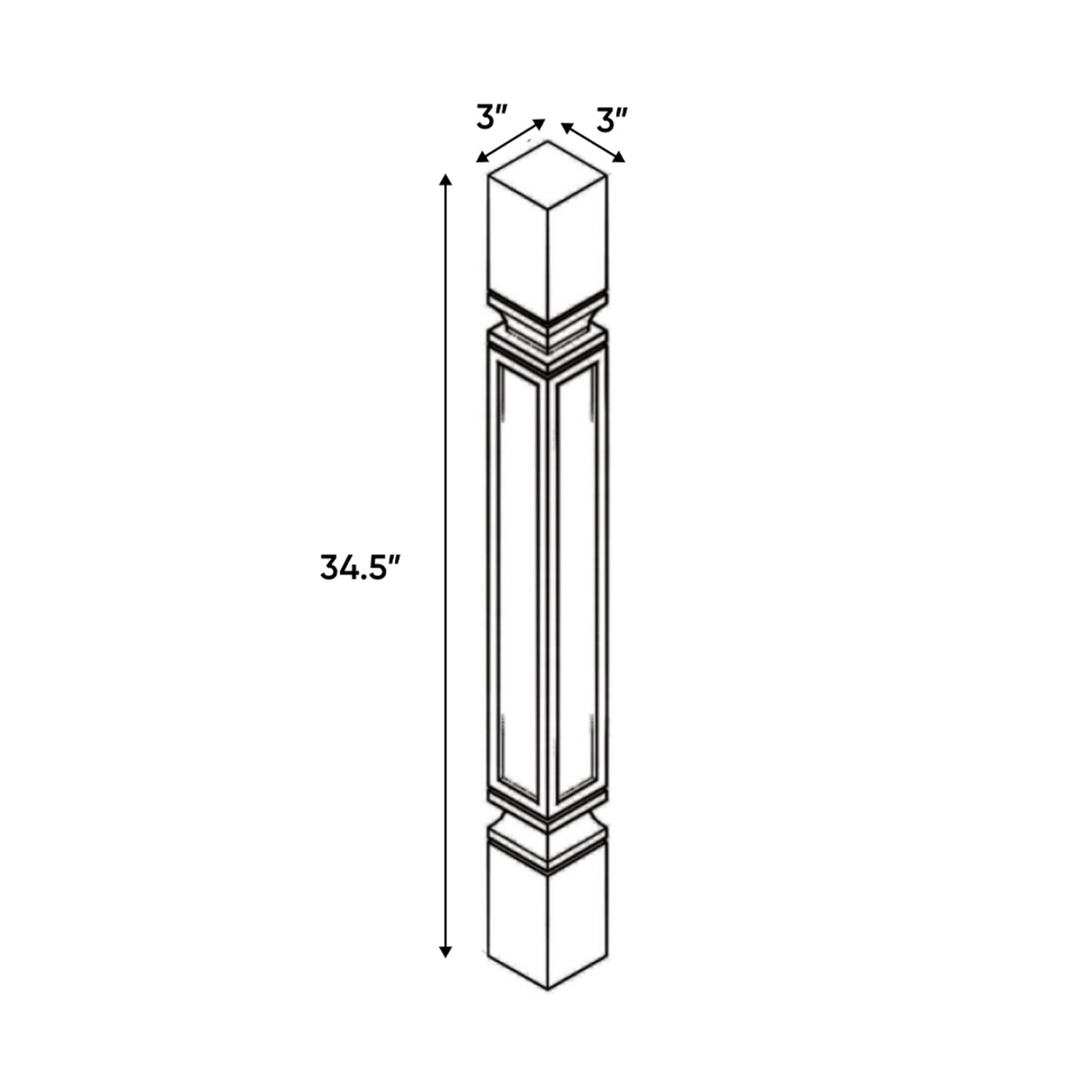 Slim Shaker Oatmeal - 3 Inch Structural Accessories - 3" Width x 42" Height x 3" Depth