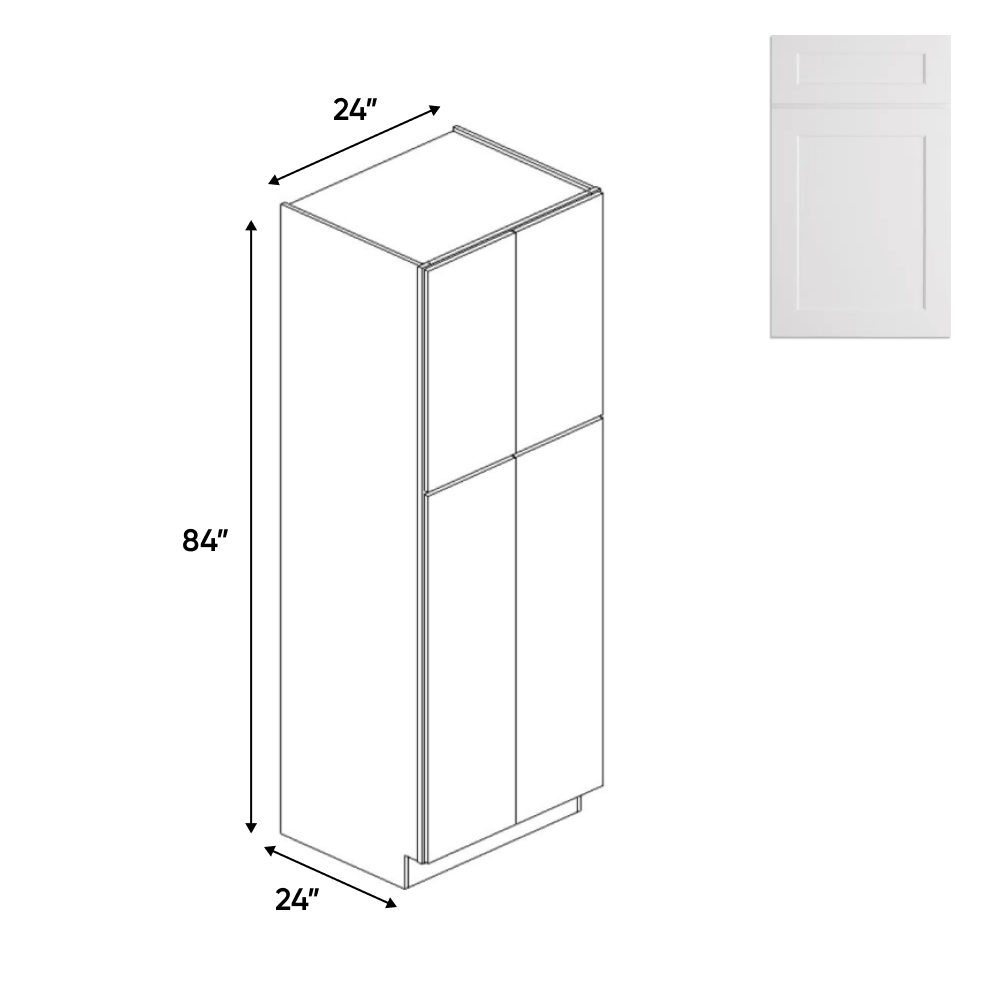 Liberty Shaker White - 24 Inch Double Door Pantry Tall Cabinet - 24" Width x 84" Height x 24" Depth