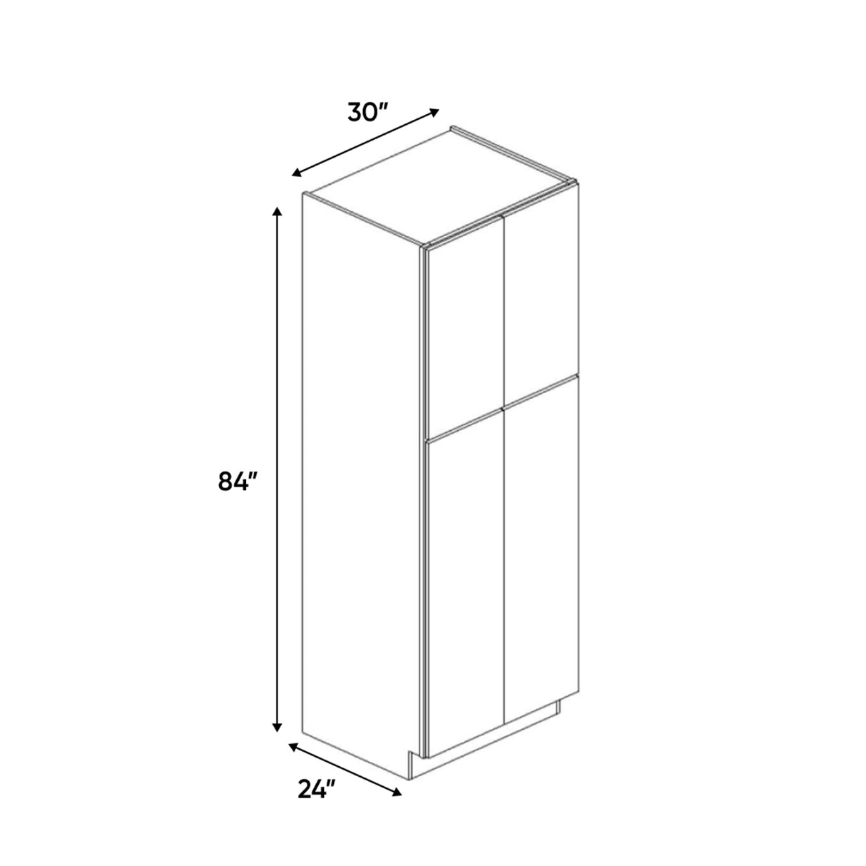 Avalon Ashen - 30 Inch Double Door Pantry Tall Cabinet - 30" Width x 84" Height x 24" Depth
