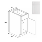 Liberty Shaker White - 12 Inch Vanity Base Cabinet - 12" Width x 34.5" Height x 21" Depth