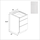 Liberty Shaker White - 15 Inch Vanity Drawer Base Cabinet - 15" Width x 34.5" Height x 21" Depth