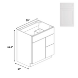 Liberty Shaker White - 30 Inch Vanity Sink Drawer Base Cabinet - 30" Width x 34.5" Height x 21" Depth