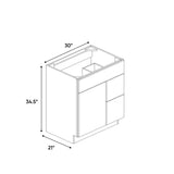 Portland Chestnut - 30 Inch Vanity Sink Drawer Base Cabinet - 30" Width x 34.5" Height x 21" Depth