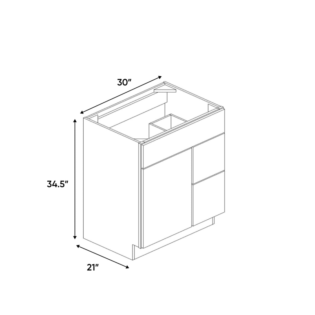 Windsor Ashen - 30 Inch Vanity Sink Drawer Base Cabinet - 30