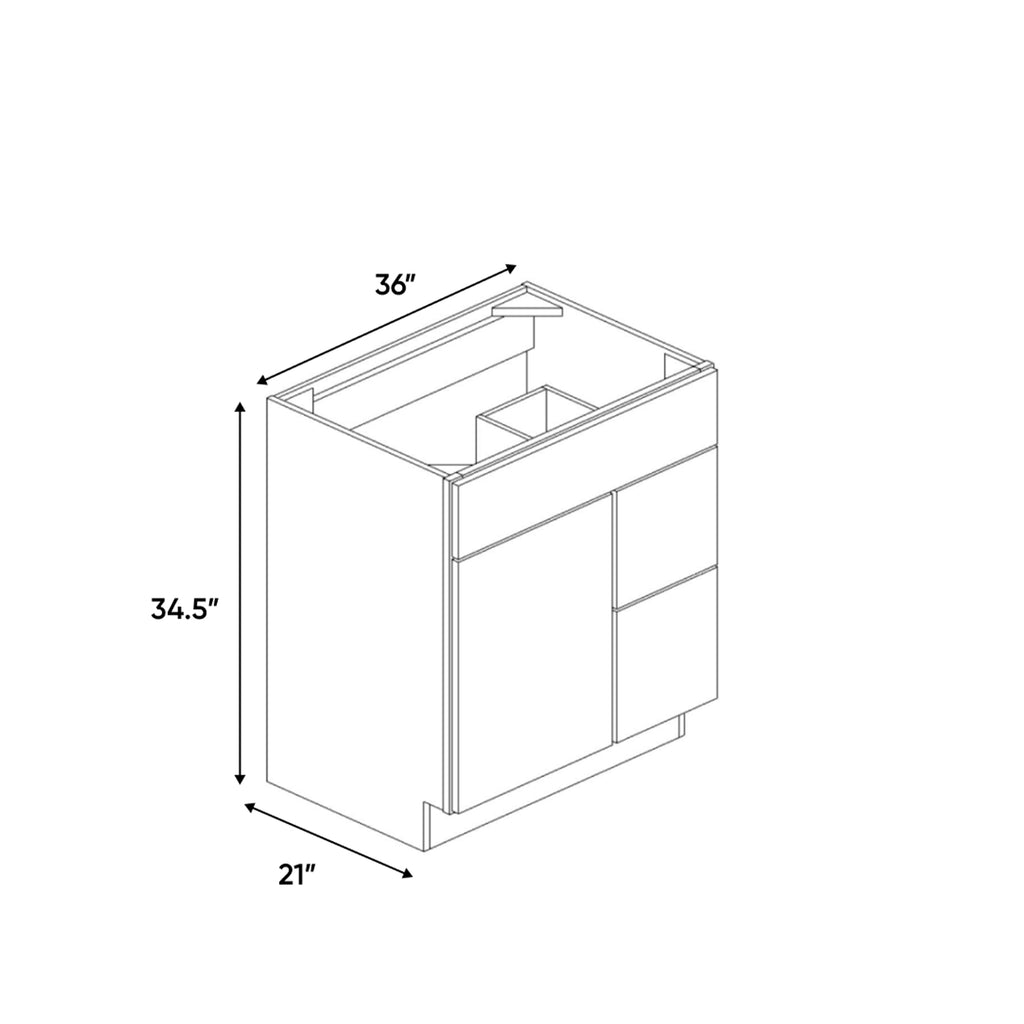 Liberty Shaker Espresso - 36 Inch Vanity Sink Drawer Base Cabinet - 36