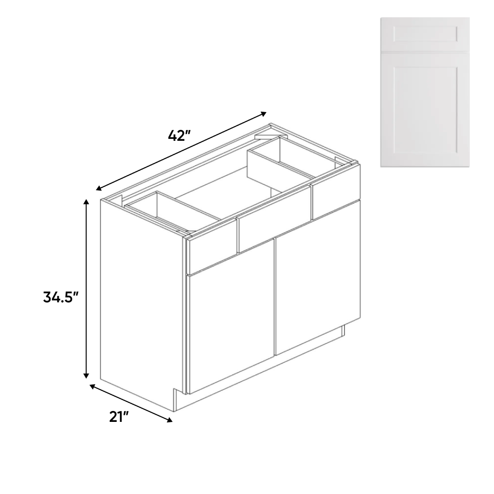 Liberty Shaker White - 42 Inch Vanity Consoles Cabinet - 42" Width x 34.5" Height x 21" Depth