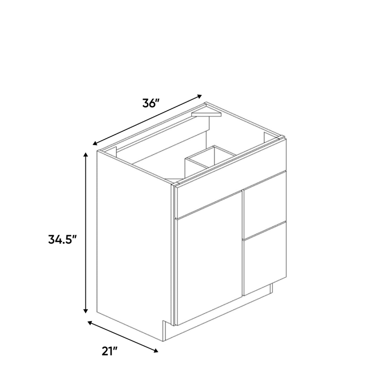 Arlington Oatmeal - 36 Inch Vanity Sink Drawer Base Cabinet - 36" Width x 34.5" Height x 21" Depth