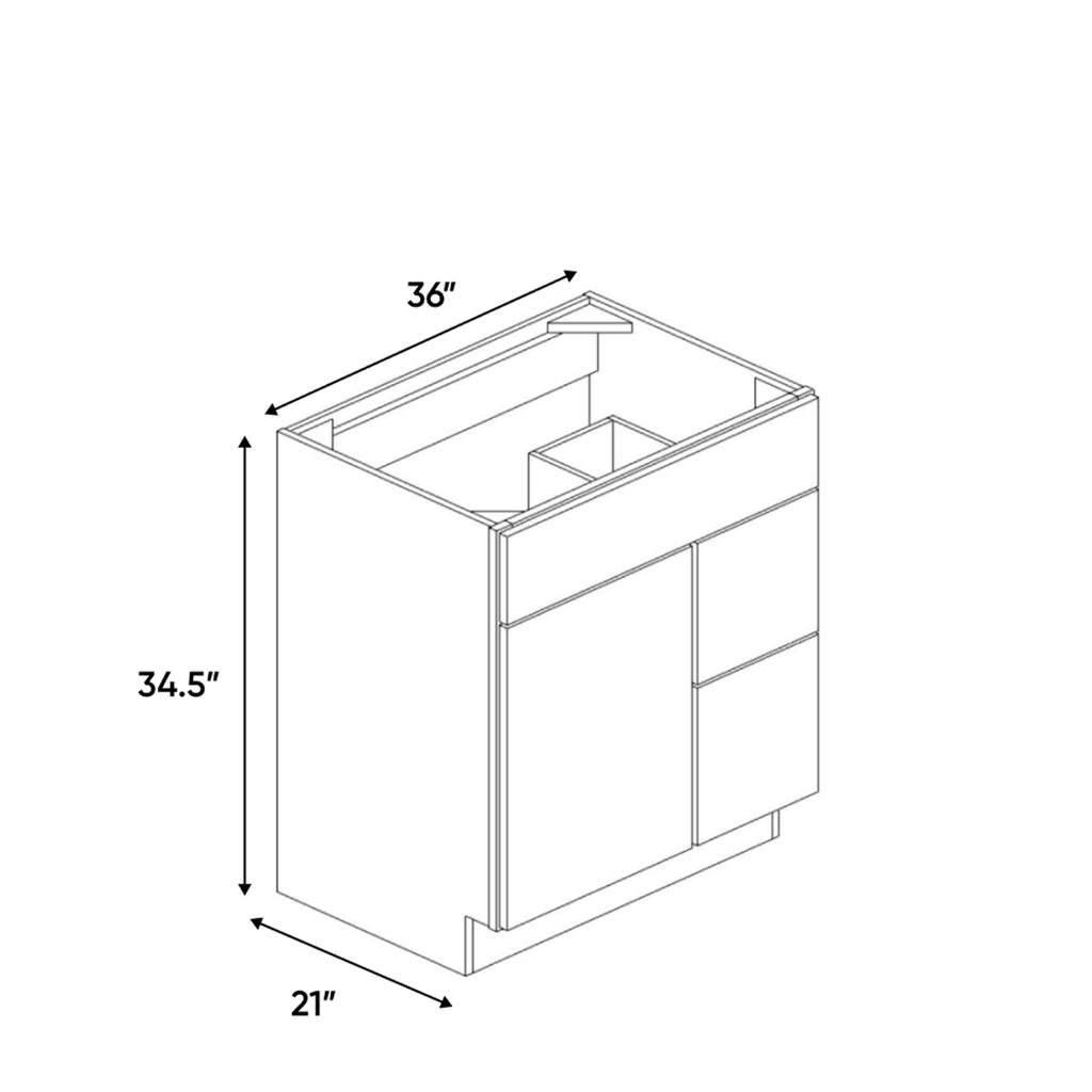 Arlington Oatmeal - 36 Inch Vanity Sink Drawer Base Cabinet - 36